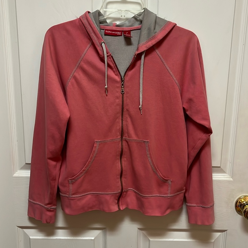 Pink Zip-Up Hoodie, Size L